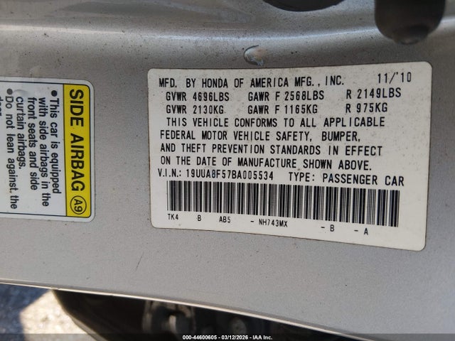 Продажа на аукционе авто 2011 Acura Tl 3.5/tech, vin: 19UUA8F57BA005534, номер лота: 44600605