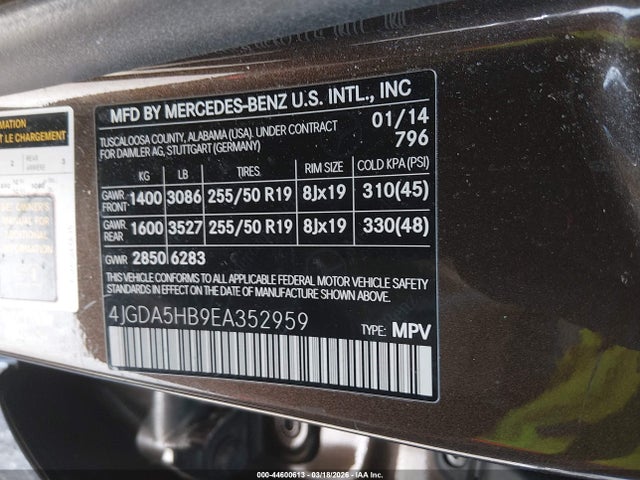 2014 MERCEDES-BENZ ML 350 4JGDA5HB9EA352959 Photo 8