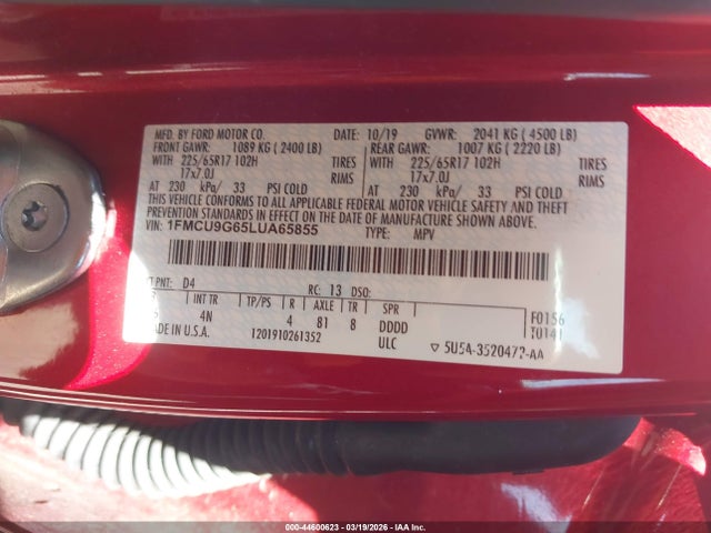 2020 FORD ESCAPE 1FMCU9G65LUA65855 Photo 8