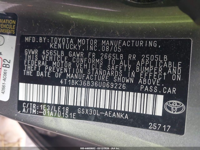 2006 TOYOTA AVALON 4T1BK36B36U069226 Photo 8
