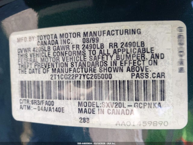 2000 TOYOTA CAMRY SOLARA 2T1CG22P7YC265000 Photo 8