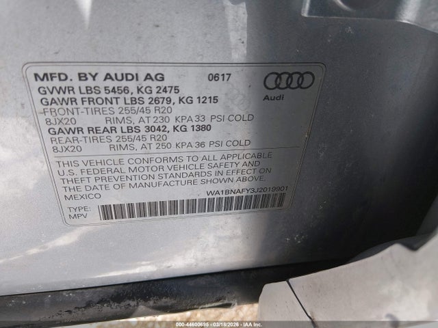 Продаж на аукціоні авто 2018 Audi Q5 2.0t Premium, vin: WA1BNAFY3J2019901, номер лоту: 44600695