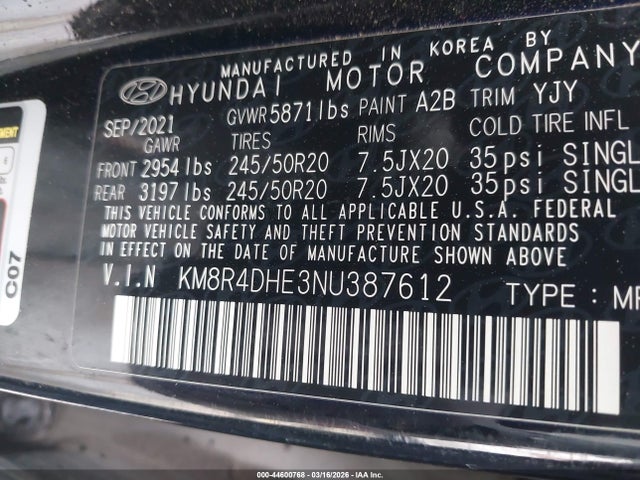 Hyundai Palisade Sel 2022 KM8R4DHE3NU387612 Image 9