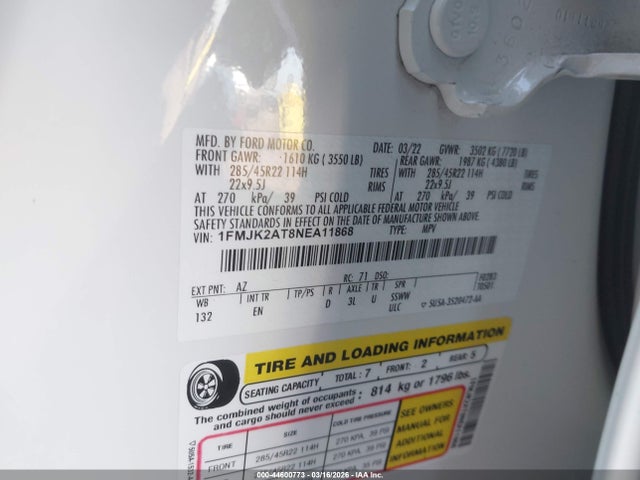 1FMJK2AT8NEA11868 Ford Expedition Limited Max