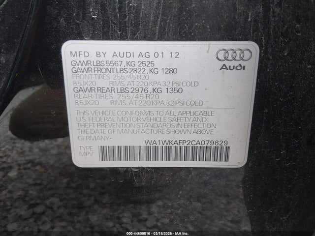 2012 AUDI Q5 WA1WKAFP2CA079629 Photo 8