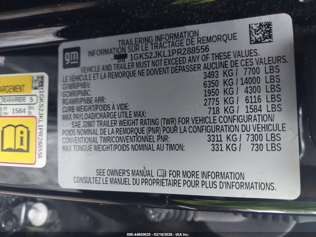1GKS2JKL1PR288556 GMC YUKON XL DENALI