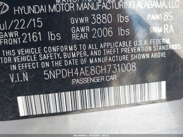 2016 HYUNDAI ELANTRA 5NPDH4AE8GH731008 Photo 8