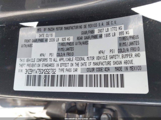 3MZBM1W76GM292782 Mazda Mazda3 I Touring