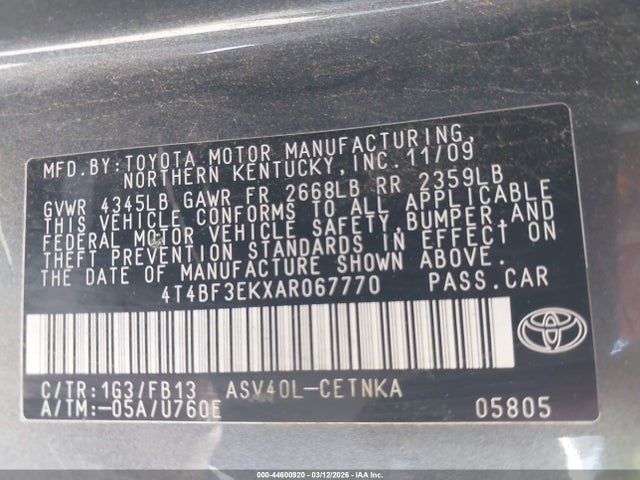 2010 TOYOTA CAMRY 4T4BF3EKXAR067770 Photo 8