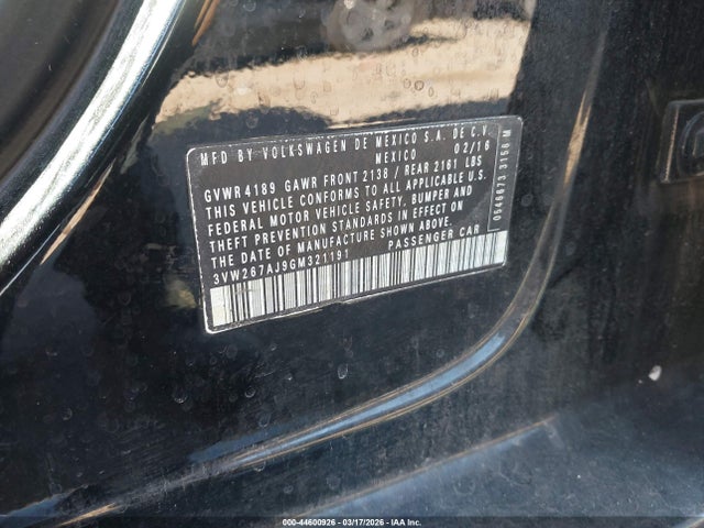 3VW267AJ9GM321191 Volkswagen Jetta 1.4t S
