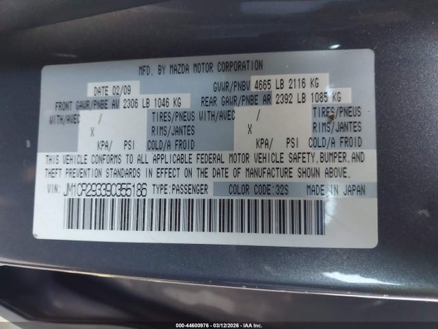 Aukcja sprzedaży 2009 Mazda Mazda5 Sport, vin: JM1CR293390355186, numer aukcji: 44600976
