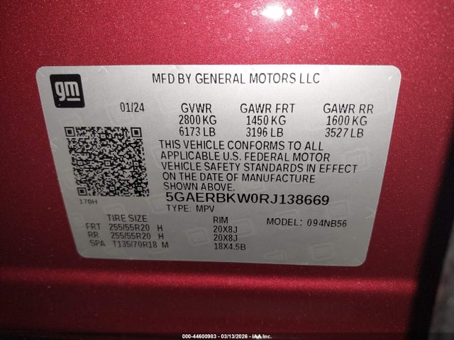2024 Buick Enclave Essence Fwd მანქანა იყიდება აუქციონზე, vin: 5GAERBKW0RJ138669, აუქციონის ნომერი: 44600983