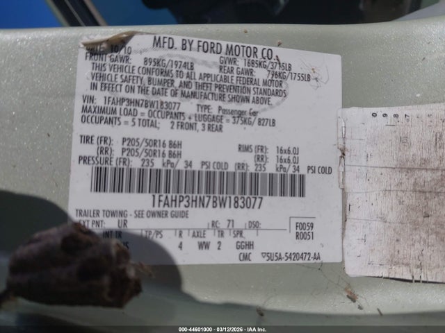 2011 FORD FOCUS 1FAHP3HN7BW183077 Photo 8