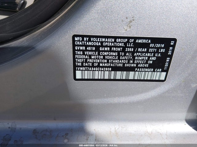1VWBT7A34GC042808 Volkswagen Passat 1.8t Se