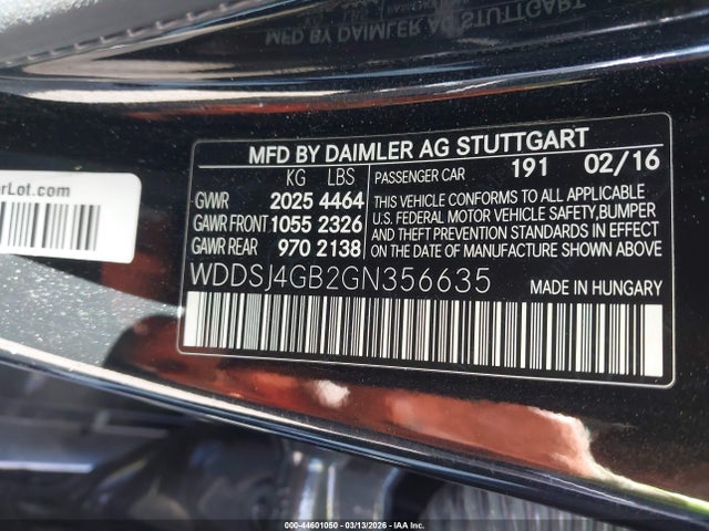 WDDSJ4GB2GN356635 Mercedes-Benz CLA 250 4MATIC