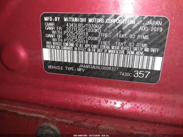 2020 MITSUBISHI OUTLANDER SPORT JA4AR3AUXLU006327 Photo 8