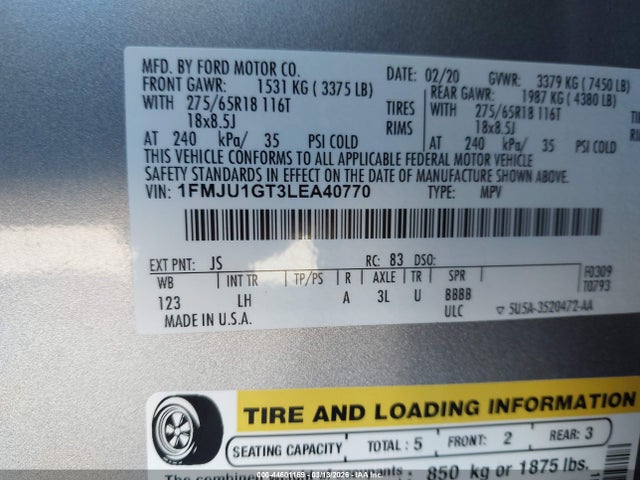 1FMJU1GT3LEA40770 Ford Expedition Xl