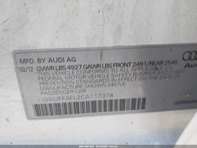 2012 AUDI A4 WAUFFAFL2CA117378 Photo 8
