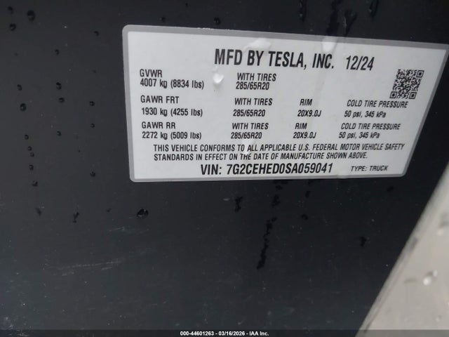 Aukcja sprzedaży 2025 Tesla Cybertruck All-wheel Drive, vin: 7G2CEHED0SA059041, numer aukcji: 44601263