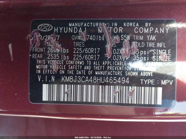 Hyundai TUCSON SE 2017 KM8J3CA48HU465494 Image 9