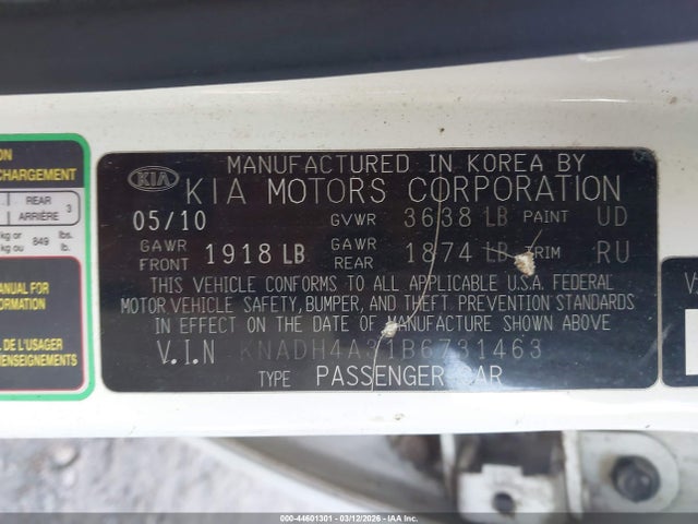 2011 KIA RIO KNADH4A31B6731463 Photo 8