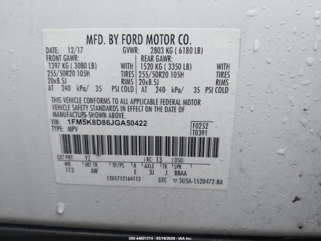 Ford EXPLORER XLT 2018 1FM5K8D86JGA50422 Image 9