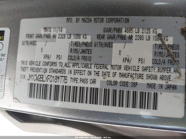 Продаж на аукціоні авто 2015 Mazda Mazda5 Sport, vin: JM1CW2BLXF0181776, номер лоту: 44601324