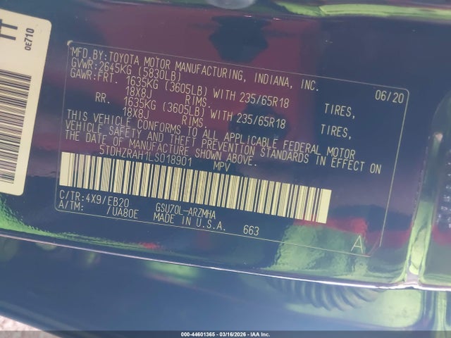 2020 TOYOTA HIGHLANDER 5TDHZRAH1LS018901 Photo 8