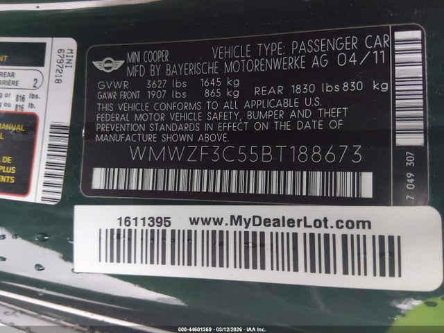 2011 MINI COOPER CLUBMAN WMWZF3C55BT188673 Photo 8