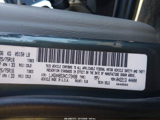 Продажа на аукционе авто 2004 Jeep Grand Cherokee Laredo, vin: 1J4GX48S34C173498, номер лота: 44601374