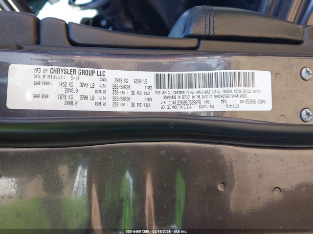 Продажа на аукционе авто 2014 Jeep Grand Cherokee Altitude, vin: 1C4RJEAG9EC529076, номер лота: 44601386