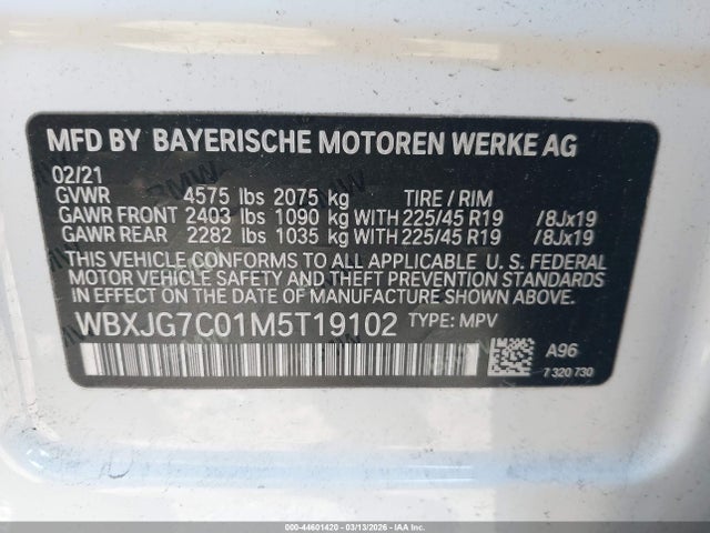 WBXJG7C01M5T19102 BMW X1 Sdrive28i