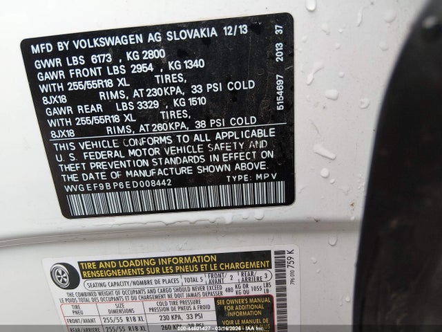 2014 VOLKSWAGEN TOUAREG WVGEF9BP6ED008442 Photo 8