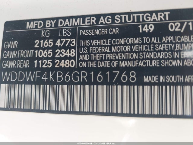 44601444 :رقم المزاد ، WDDWF4KB6GR161768 vin ، 2016 Mercedes-benz C 300 4matic مزاد بيع