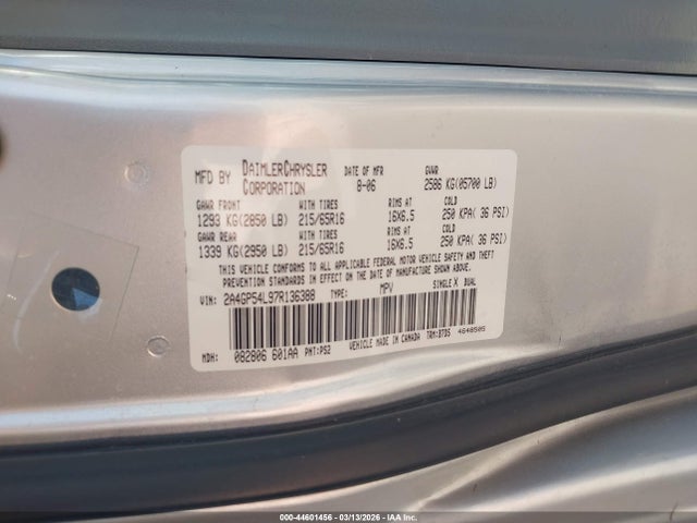 2007 CHRYSLER TOWN & COUNTRY 2A4GP54L97R136388 Photo 8