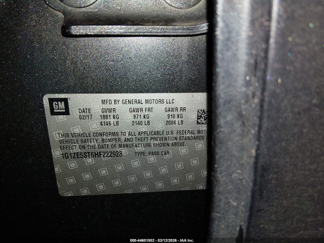 1G1ZE5ST6HF222928 Chevrolet MALIBU 1LT