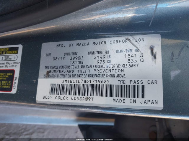 Aukcja sprzedaży 2013 Mazda Mazda3 I Touring, vin: JM1BL1L78D1719625, numer aukcji: 44601515