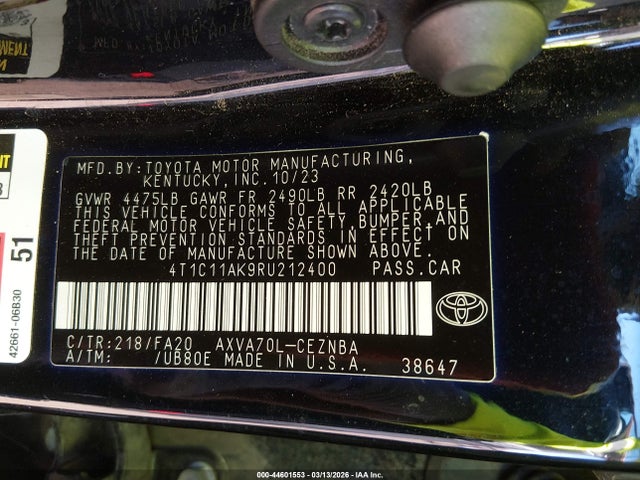 4T1C11AK9RU212400 Toyota CAMRY LE
