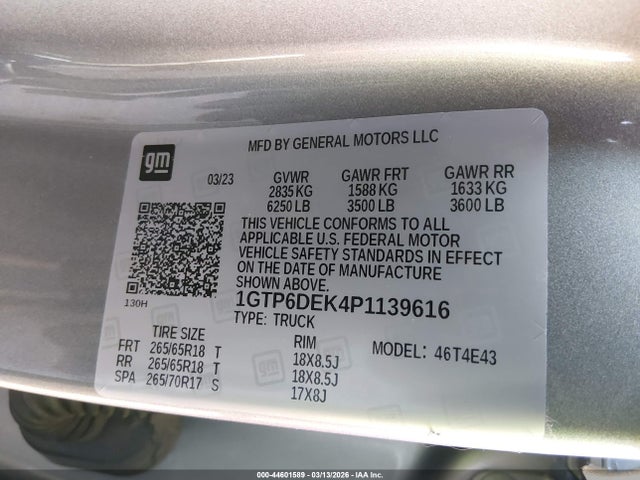 Продажа на аукционе авто 2023 Gmc Canyon 4wd  Short Box At4, vin: 1GTP6DEK4P1139616, номер лота: 44601589