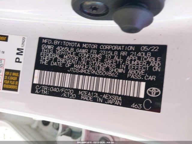 JTDS4MCE9N3509862 Toyota COROLLA SE