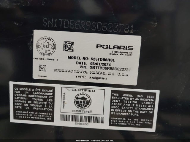 SN1TDB6R9SC623781 Polaris Indy 800 Rmk