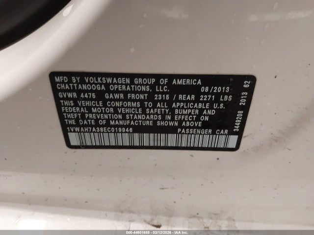 Продаж на аукціоні авто 2014 Volkswagen Passat 2.5l Wolfsburg Edition, vin: 1VWAH7A38EC019946, номер лоту: 44601658