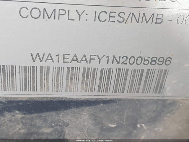 Продаж на аукціоні авто 2022 Audi Q5 Premium Plus 45 Tfsi S Line Quattro S Tronic, vin: WA1EAAFY1N2005896, номер лоту: 44601676