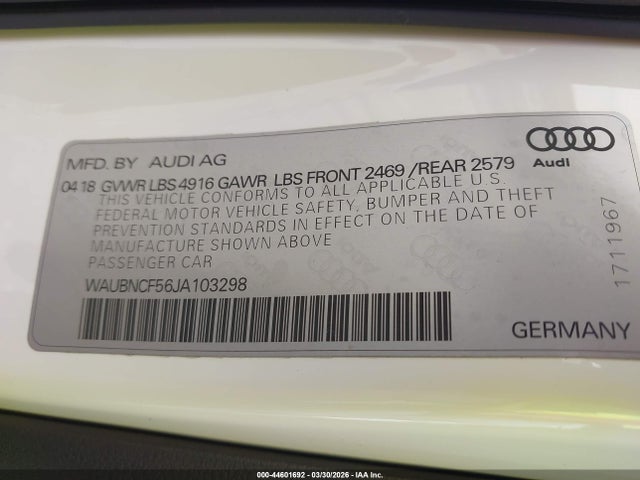 2018 AUDI A5 WAUBNCF56JA103298 Photo 8