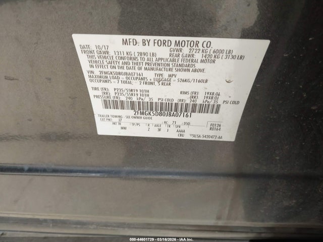 Ford Flex Limited 2018 2FMGK5D80JBA07161 Image 9