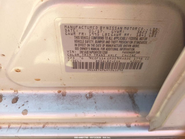 3N1AB7AP6HY261298 Nissan SENTRA S