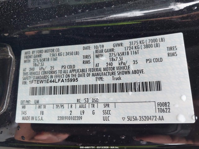 2020 FORD F-150 1FTEW1E44LFA15995 Photo 8