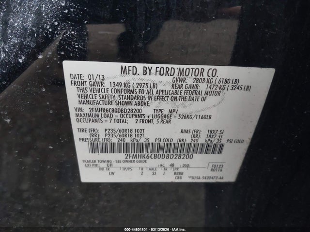 2013 FORD FLEX 2FMHK6C80DBD28200 Photo 8