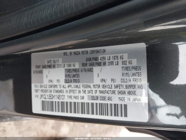 Продажа на аукционе авто 2017 Mazda Mazda6 Sport, vin: JM1GL1U50H1146101, номер лота: 44601803
