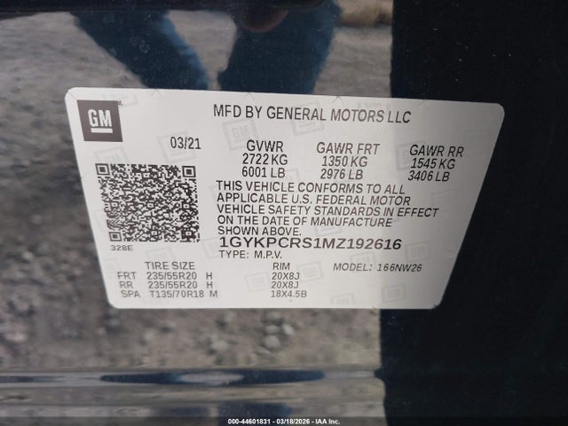 1GYKPCRS1MZ192616 Cadillac Xt6 Fwd Premium Luxury